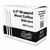 Wrapped Wood Stirrers, 5.5", 500/Box (BEP90211)