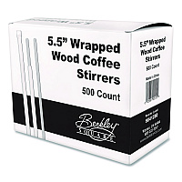 Wrapped Wood Stirrers, 5.5", 500/Box (BEP90211)