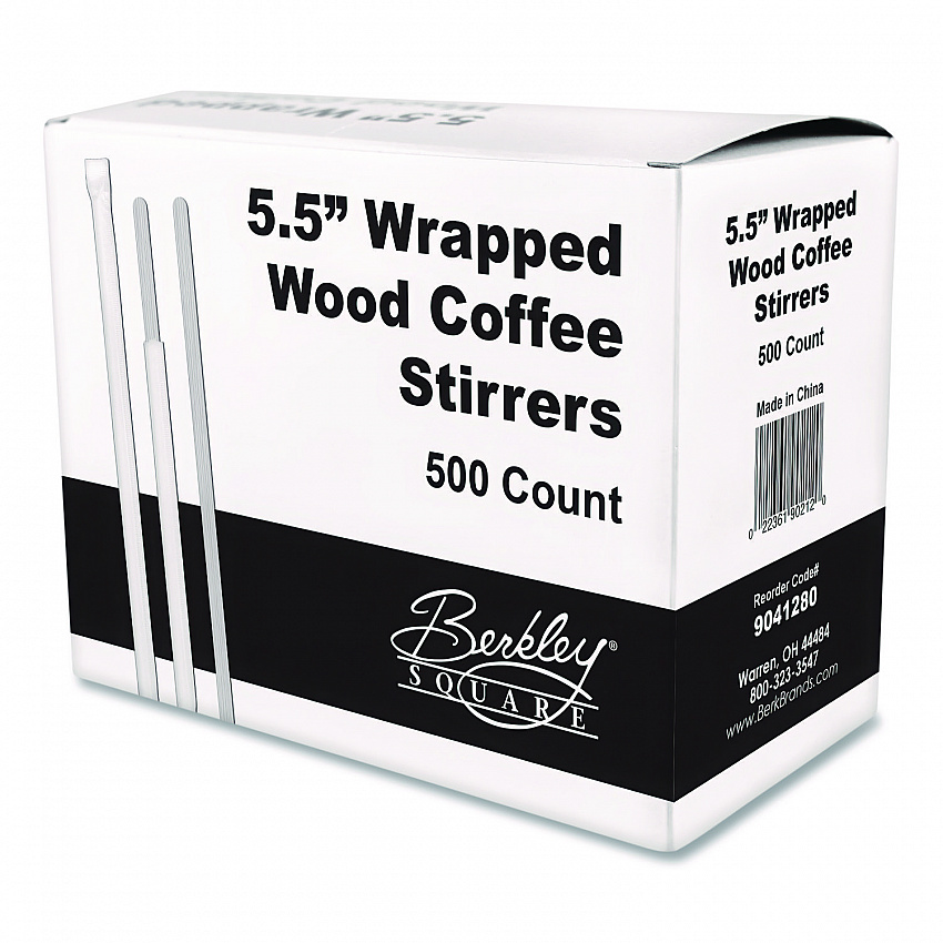 Wrapped Wood Stirrers, 5.5", 500/Box (BEP90211)