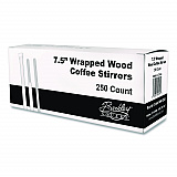 Wrapped Wood Stirrers, 7.5", 250/Box (BEP90213)
