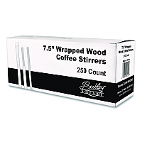 Wrapped Wood Stirrers, 7.5", 250/Box (BEP90213)