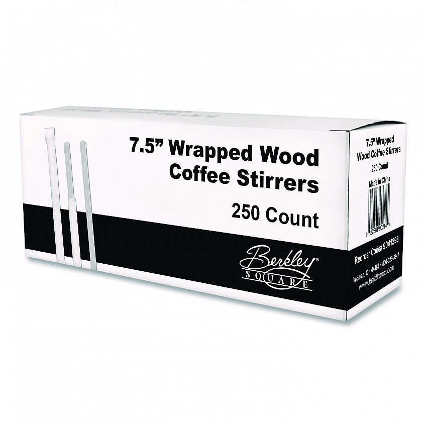 Wrapped Wood Stirrers, 7.5", 250/Box (BEP90213)