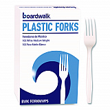 Mediumweight Polystyrene Cutlery, Fork, Plastic, White, 100/Box (FORKMWPSBX)