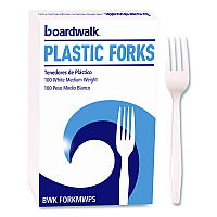 Mediumweight Polystyrene Cutlery, Fork, Plastic, White, 100/Box (FORKMWPSBX)