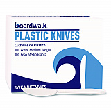 Mediumweight Polystyrene Cutlery, Knife, Plastic, White, 100/Box (KNIFEMWPSBX)