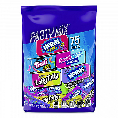 Party Mix Stand-Up Bag, 75 Pieces, Assorted Flavors, 1.7 lb Bag (FER07938)