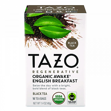 Tea Bags, Organic Awake English Breakfast, 16/Box (TAZ00303BX)