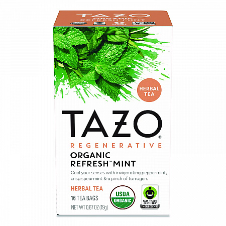 Tea Bags, Organic Refresh Mint, 16/Box (TAZ00350BX)