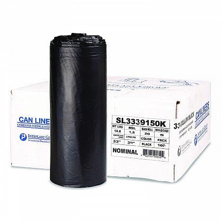 Low-Density Commercial Can Liners, 33 gal, 1.5 mil, 33