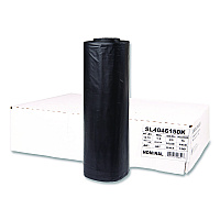 Institutional Low-Density Can Liners, 45 gal, 1.5 mil, 40" x 46", Black, Interleaved Roll, 20 Bags/Roll, 5 Rolls/Carton (SL4046150K)