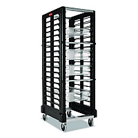 End Loader Rack for Food Boxes and Sheet Pans, 18 Rack, Plastic, 23.75" x 28.75" x 67.88", Black (FG332000BLA)