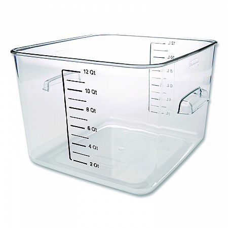 Square Storage Container, 12 qt, 10.5 x 11.31 x 7.75, Clear, Plastic (FG631200CLR)