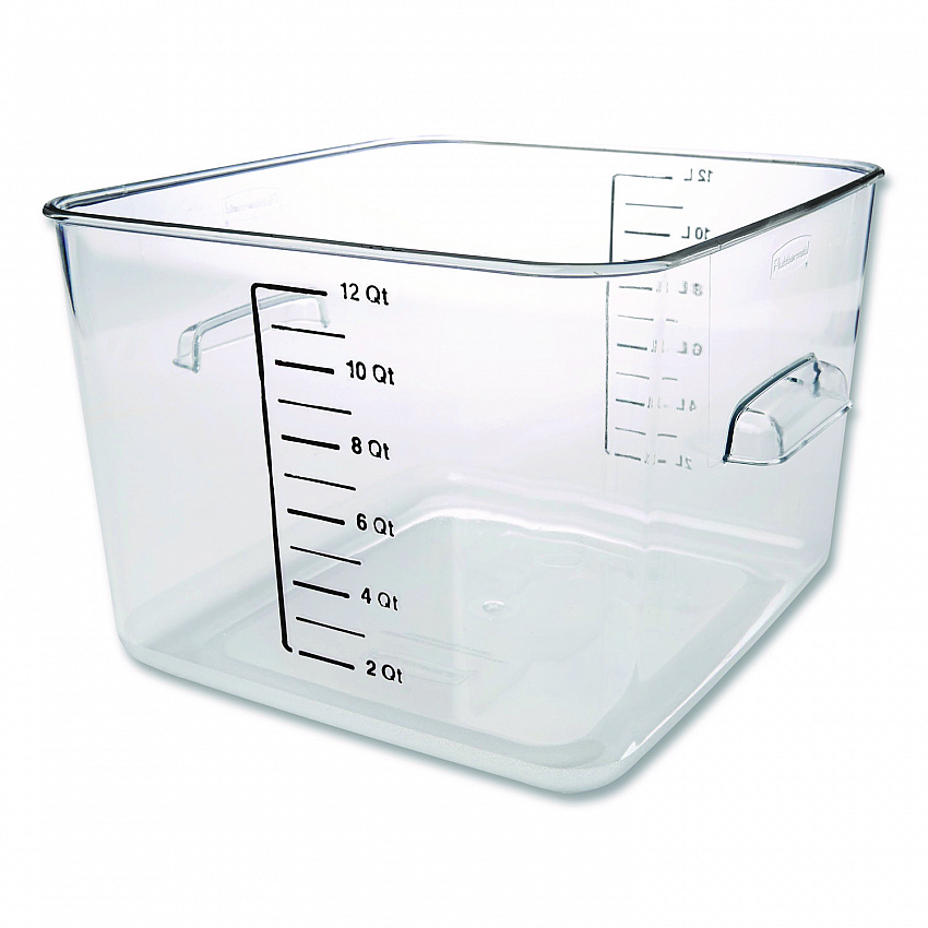 Square Storage Container, 12 qt, 10.5 x 11.31 x 7.75, Clear, Plastic (FG631200CLR)