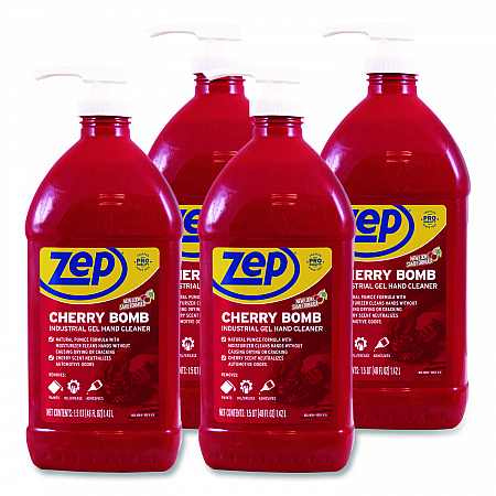 Cherry Bomb Gel Hand Cleaner, Cherry Scent, 48 oz, 4/Carton (ZUCBHC484CT)