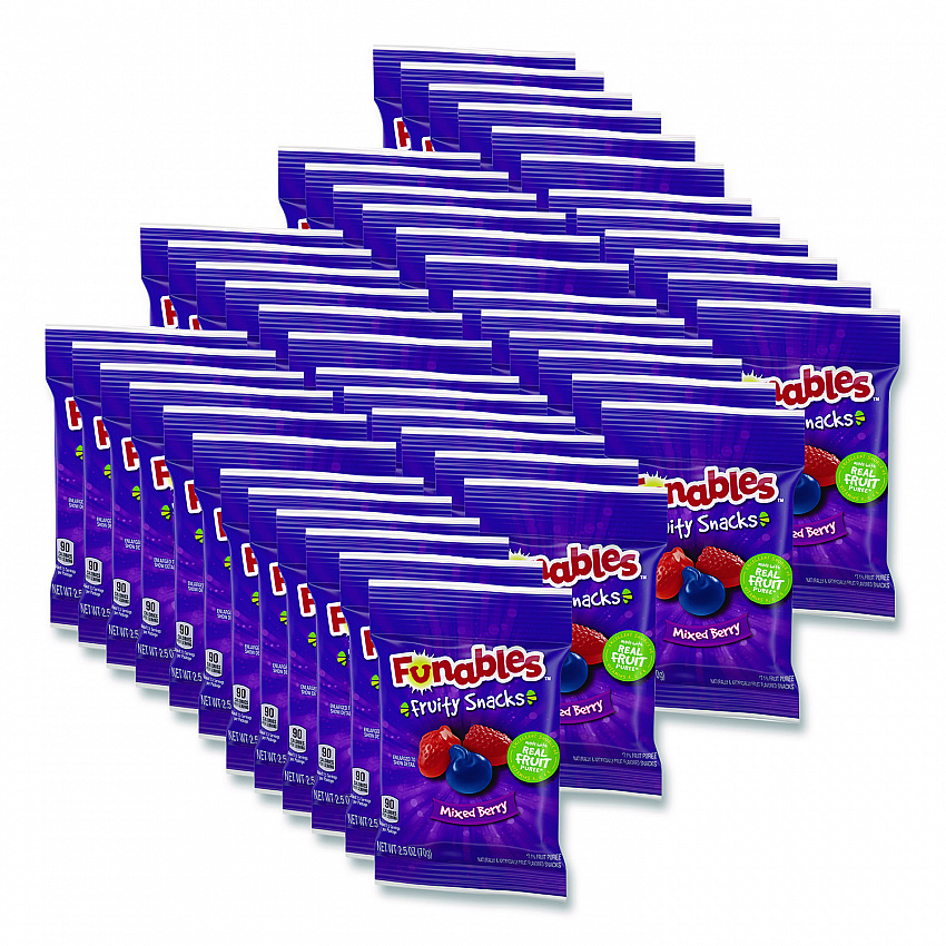 Funables Fruity Snacks, Mixed Berry, 2.5 oz Bag, 48/Carton (05475)