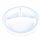 ChampWare Molded Fiber Tableware, 3-Compartment Plate, 10" dia, White, 125/Sleeve, 4 Sleeves/Carton (18163WPF)