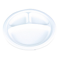 ChampWare Molded Fiber Tableware, 3-Compartment Plate, 10" dia, White, 125/Sleeve, 4 Sleeves/Carton (18163WPF)