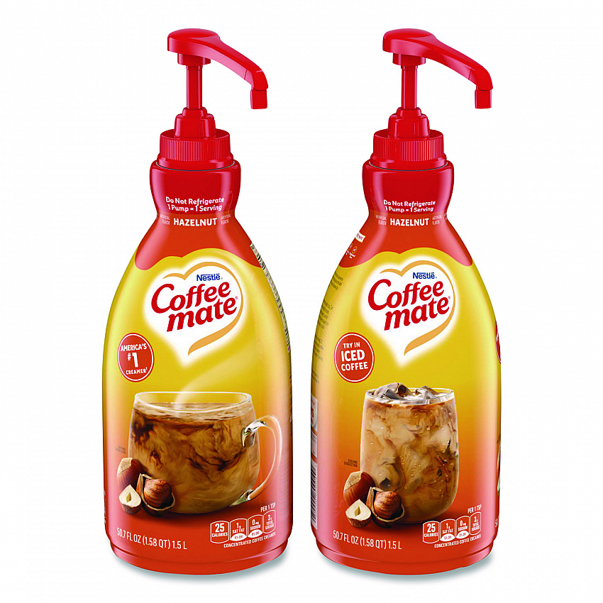 Liquid Coffee Creamer, Hazelnut, 1.5 L Pump Bottle, 2/Carton (31831CT)