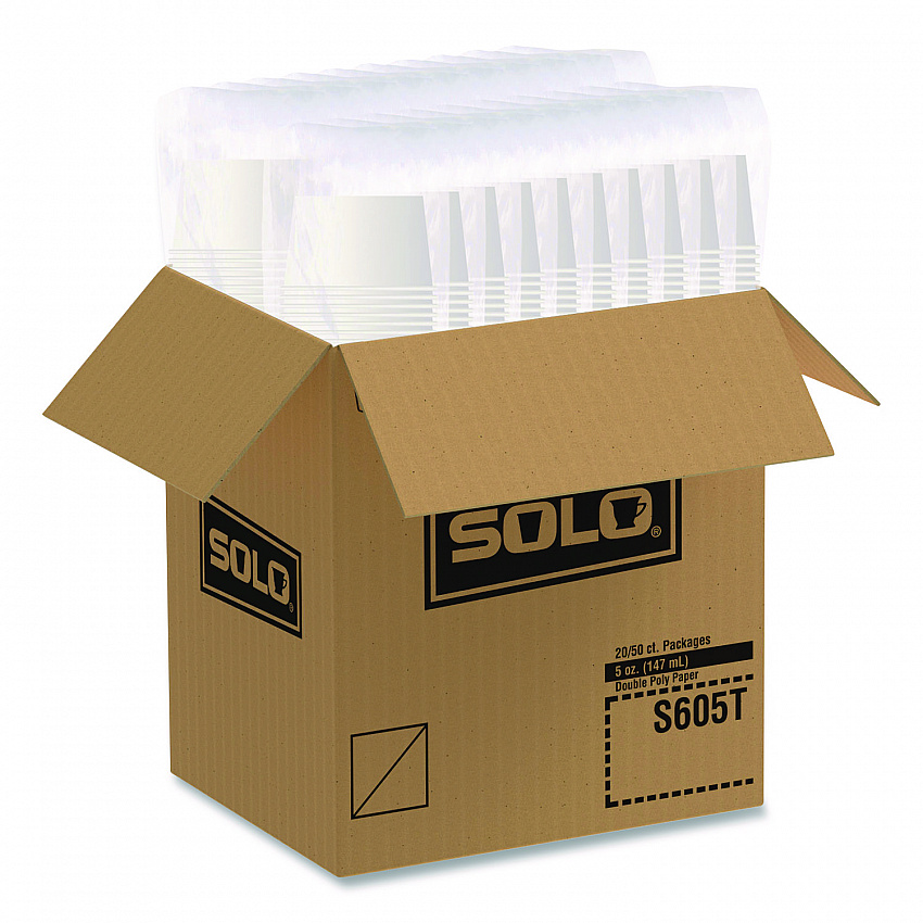 Double Poly Paper Food Containers, 5 oz, 3.38" Diameter x 2.01"h, White, Paper, 1,000/Carton (S605T02050)