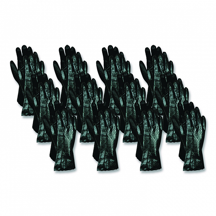 Smooth Finish Single Dipped PVC Gloves, 18" Long, Large, Black, 12 Pairs (6218)