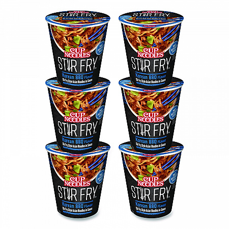 Cup Noodles Stir Fry, Korean BBQ, 2.89 oz Cup, 6/Carton (NIS42403)
