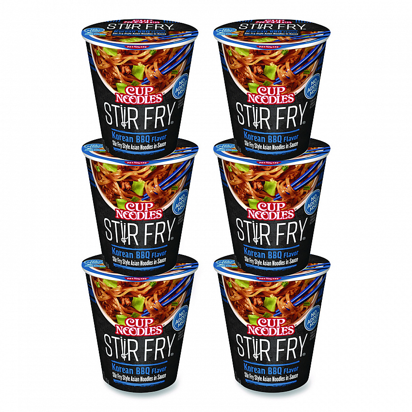 Cup Noodles Stir Fry, Korean BBQ, 2.89 oz Cup, 6/Carton (NIS42403)