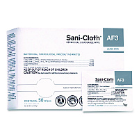 Sani-Cloth AF3 Germicidal Disposable Wipes, Large, 1-Ply, 8" x 5", Unscented, White, 50/Pack, 10 Packs/Carton (H59200)