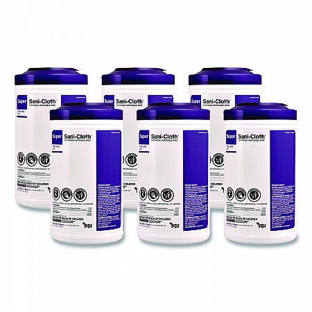 Super Sani-Cloth Disinfecting Wipes, 15 x 7.5, Unscented, White, 75 Wipes/Canister, 6/Carton (P86984CT)
