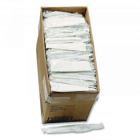 Fieldware Cutlery Kit, Individually Wrapped, Mediumweight, Fork/Knife/Napkin/Spoon, Plastic, White, 250/Carton (FKFSKWNCH)