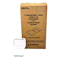 Foam Hinged Lid Containers, 9 x 9 x 3, White, Foam, 200/Carton (12084)
