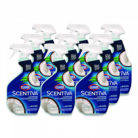 Scentiva Disinfecting Multi-Surface Cleaner, Bleach Free, Coconut and Waterlily Scent, 32 oz Spray Bottle, 9/Carton (60521CT)