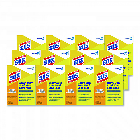 Steel Wool Soap Pads, 2.4 x 3, Steel, 15 Pads/Box, 12 Boxes/Carton (88320CT)