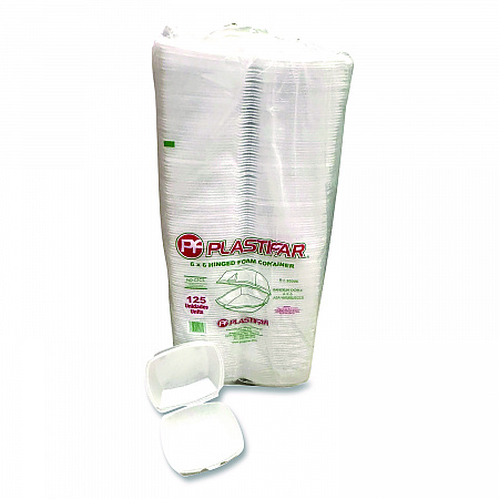 Foam Hinged Lid Containers, 6 x 6 x 3, White, Foam, 500/Carton (12175)