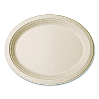 Nourish Molded Fiber Tableware, Compostable, Platter, Sugarcane, 8 x 10, White, 500/Carton (VWP009NFA)