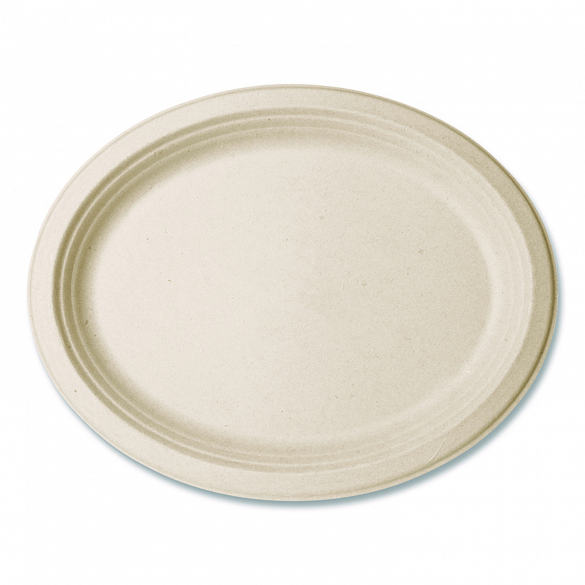 Nourish Molded Fiber Tableware, Compostable, Platter, Sugarcane, 8 x 10, White, 500/Carton (VWP009NFA)