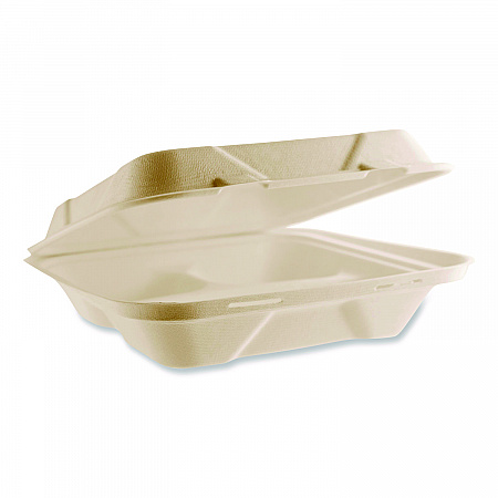 Nourish Molded Fiber Takeout Containers, Compostable, 3 Compartments, 9 x 9 x 3, White, Sugarcane, 200/Carton (VWHC93NFA)