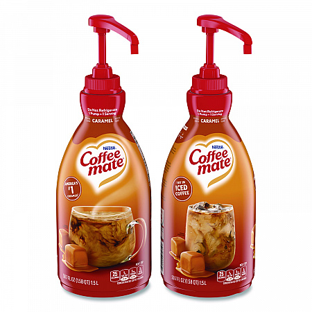 Liquid Creamer Pump Bottle, Caramel, 50.7 oz Pump Bottle, 2/Carton (73358CT)