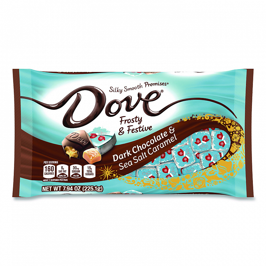 Promises Frosty and Festive Dark Chocolate and Sea Salt Caramel Candy, 7.94 oz Bag (MMM59122)