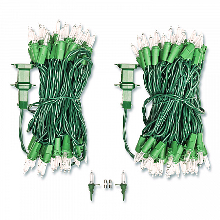 Indoor/Outdoor LED Holiday String Lights, 60 Bulbs/String, 25 ft String, White/Green Wire, 2 Strings (EGPHLGWWL)