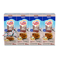 Plant-Based Oat Milk Liquid Creamers, Natural Vanilla, 0.38 oz Mini Cups, 50/Box, 4 Boxes/Carton (19891CT)
