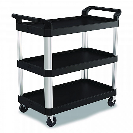 Three-Shelf Service Cart, Metal/Plastic, 3 Shelves, 300 lb Capacity, 20