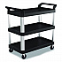 Three-Shelf Service Cart, Metal/Plastic, 3 Shelves, 300 lb Capacity, 20