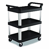 Three-Shelf Service Cart, Metal/Plastic, 3 Shelves, 300 lb Capacity, 20" x 34" x 37.92", Black (RC2030)