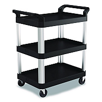 Three-Shelf Service Cart, Metal/Plastic, 3 Shelves, 300 lb Capacity, 20" x 34" x 37.92", Black (RC2030)