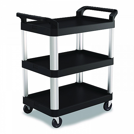 Three-Shelf Service Cart, Metal/Plastic, 3 Shelves, 300 lb Capacity, 20