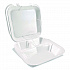 Foam Hinged Lid Containers, 3-Compartment, 9 x 9 x 3, White, Foam, 200/Carton (12083)
