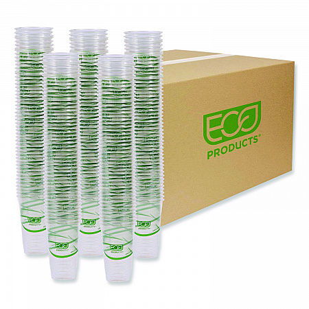 GreenStripe Renewable and Compostable Cold Cups, 20 oz, Plastic, Clear, 50/Pack, 20 Packs/Carton (EPCC20GS)