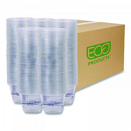 BlueStripe 25% Recycled Content Cold Cups, 9 oz, Plastic, Clear/Blue, 50/Pack, 20 Packs/Carton (EPCR9)