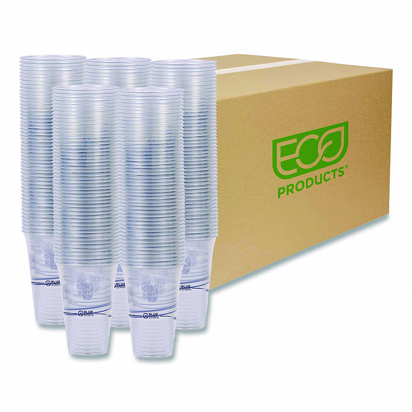 BlueStripe Recycled Content Clear Plastic Cold Drink Cups, 24 oz, 600/Carton (EPCR24)