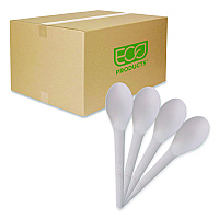 Plantware Compostable Cutlery, Spoon, Plastic, Pearl White, 50/Pack, 20 Pack/Carton (EPS013)